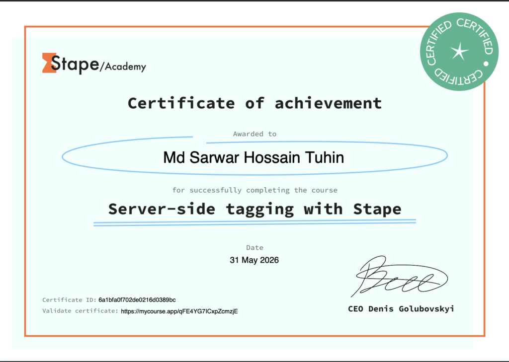 Server-side Tagging with Stape certificate