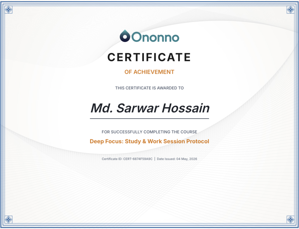 Deep Focus: Study & Work Session Protocol certificate